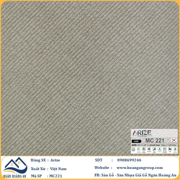 Sàn Nhựa Dán Keo Giả Vân Thảm Arize 3mm